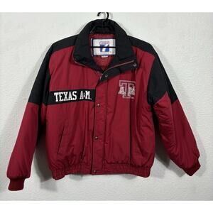 Vintage LOGO 7 Texas A&M ATM Coat Size XL Red Polyester Blend University Bomber